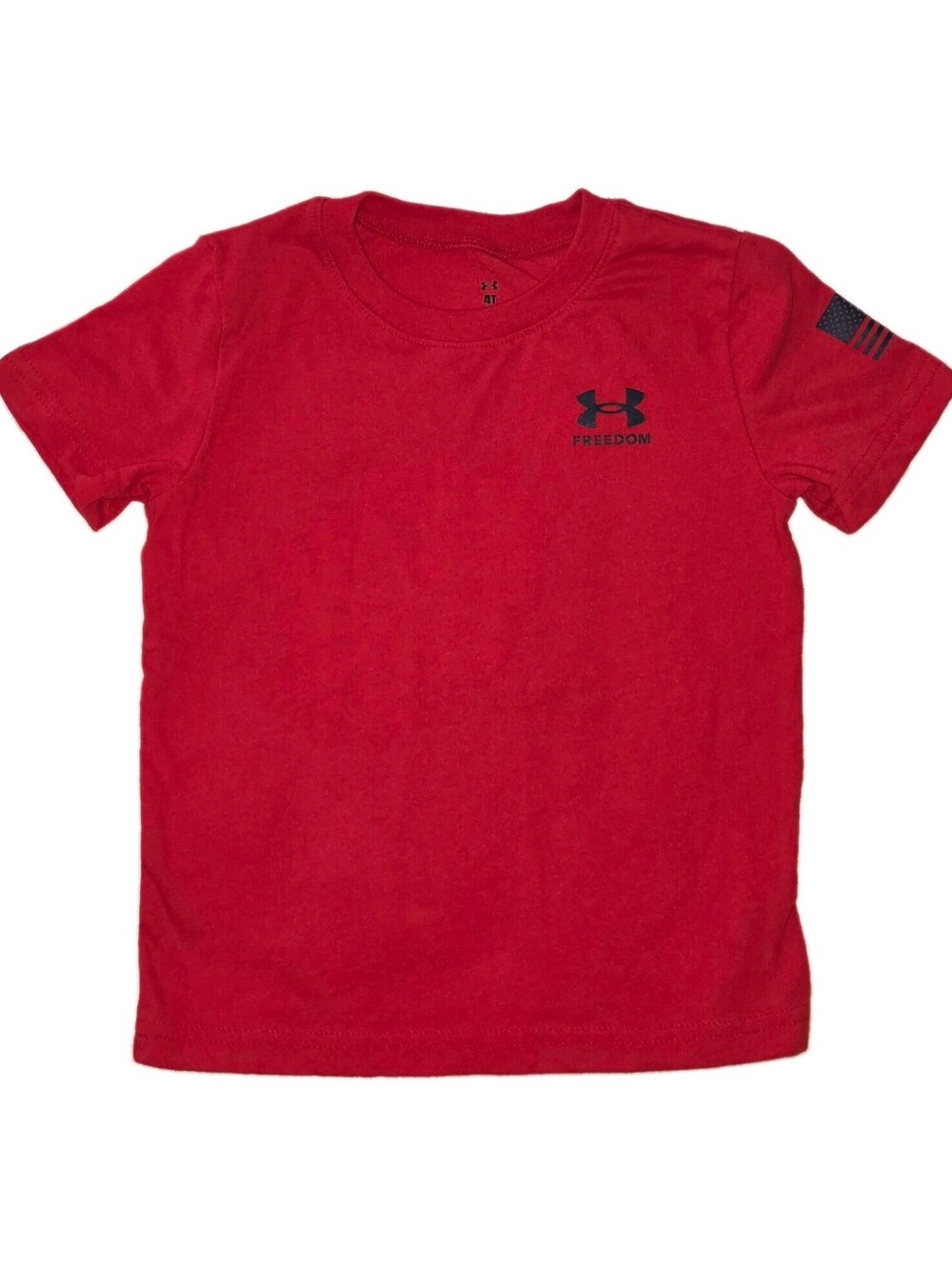 Under Armour Boys 4T Red/Black Patriotic Flag Logo Graphic Crew Neck Tee